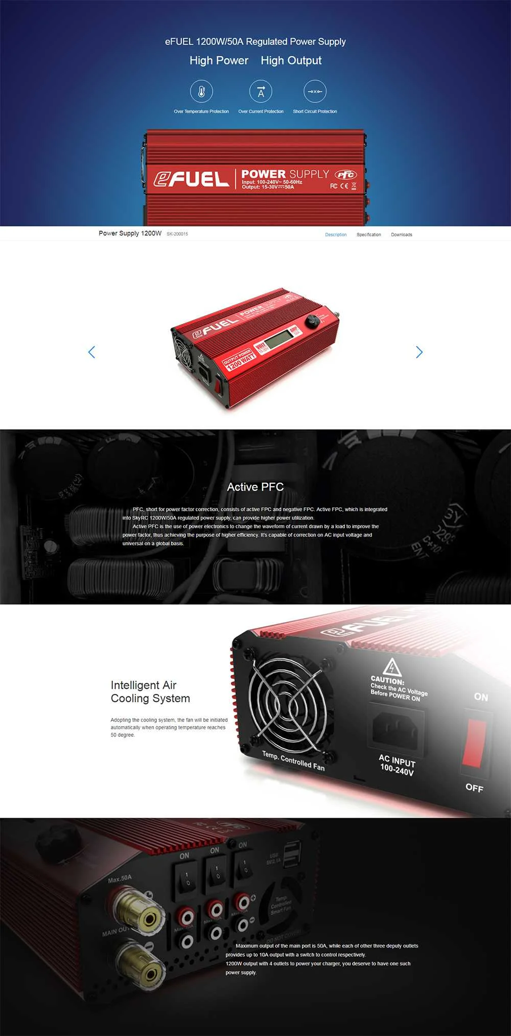 SKYRC EFUEL 1200 Вт 50A DC Регулируемый адаптер питания для ISDT T8 i зарядное устройство X6 308 4010 зарядное устройство