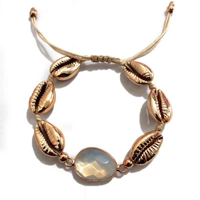 SHINUSBOHO harajuku ручная работа Пука оболочки pulseras для женщин золотой цвет Пауа