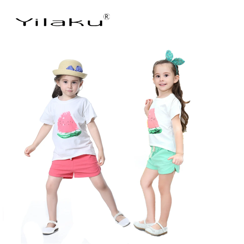 Yilaku/комплекты одежды для девочек модный летний комплект без рукавов детский