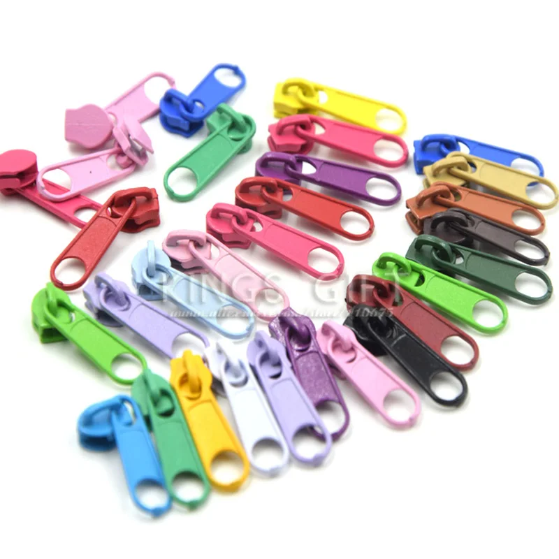 Металлический слайдер на молнии для нейлоновой 3 # многоцветной язычок застежки