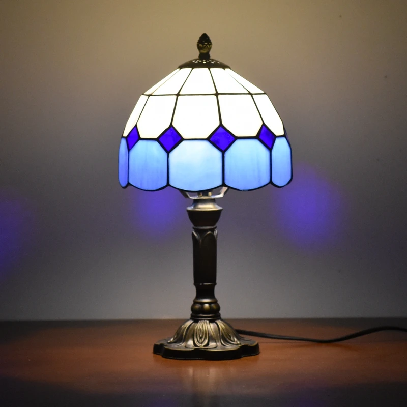 Настольные лампы Тиффани Акцент 8 дюйм(ов) стол синий оригинальной антикварной