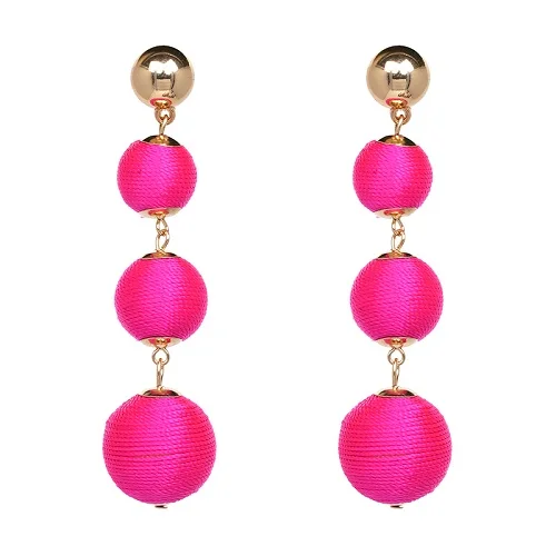 pink earrings JUJIA хорошее качество POM шарик crispin Висячие серьги ювелирные изделия Модные женские массивные серьги - Окраска металла: pink earrings