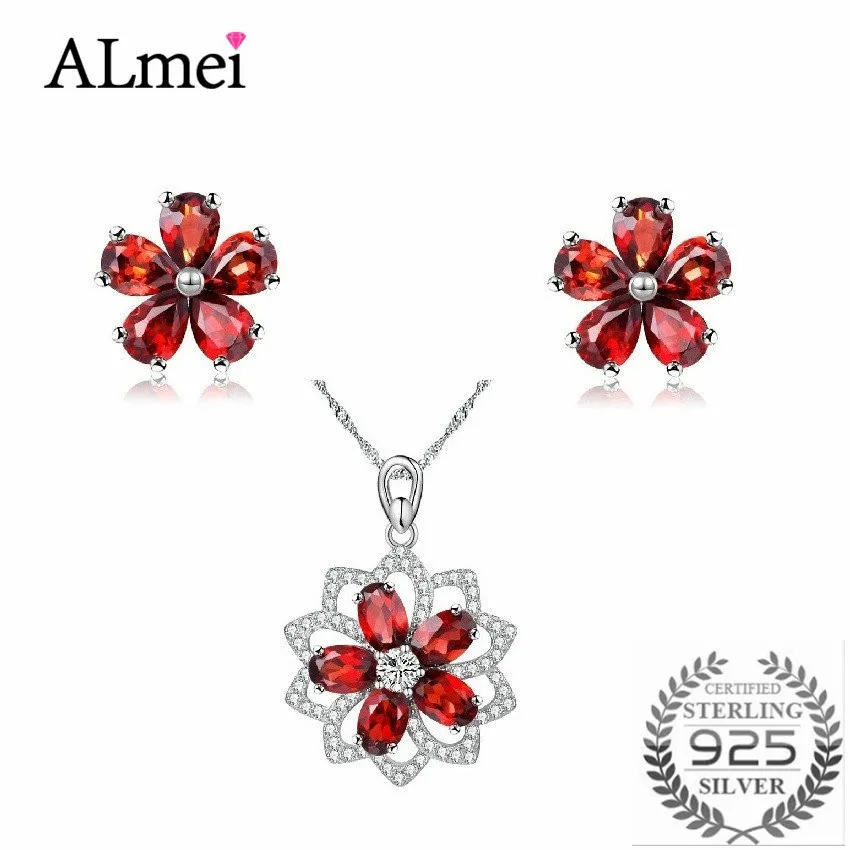 Комплект ювелирных изделий Almei из серебра 925 пробы с маленькими цветами