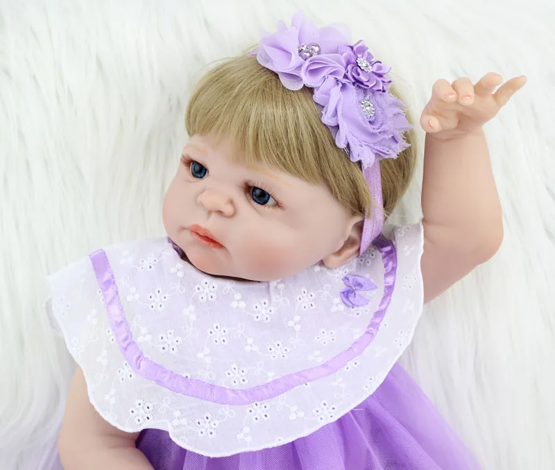 

55 CM Full Silicone Body Reborn Doll 22 Inch Princess Toddler Toys fashion birthday gift girls brinquedos