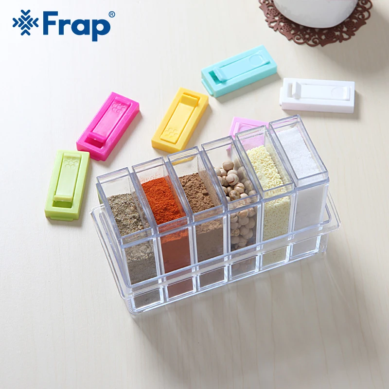 Frap Herb & Spice Tools 6Pcs/Set Box Kitchen Storage Bottle Jars Transparent PP Salt Pepper Cruet Container | Дом и сад