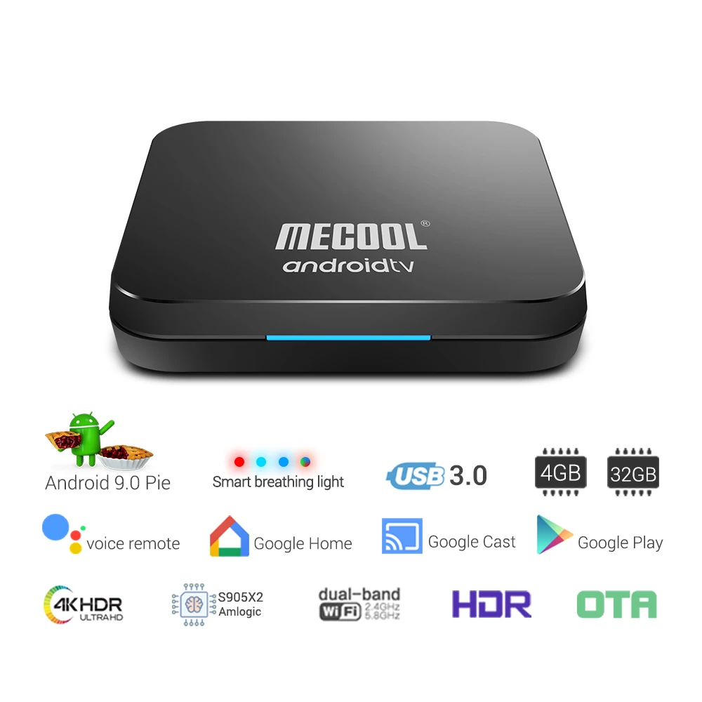 ТВ-приставка MECOOL KM9 PRO Android 9,0, сертифицированный Google, 4 Гб, DRR4, 32 ГБ, Android 9,0, ТВ-приставка Amlogic S905X2, 4 K, 2,4G, 5G, двойной Wifi, BT4.0