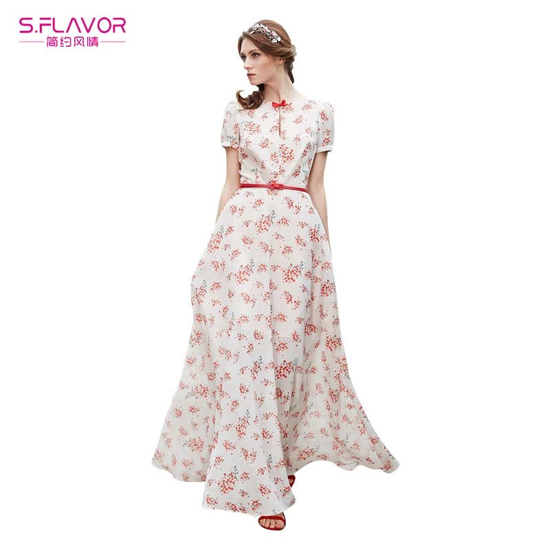 Для женщин Boho Цветочный Принт Вечерние Длинное платье 2018 короткий рукав богемный