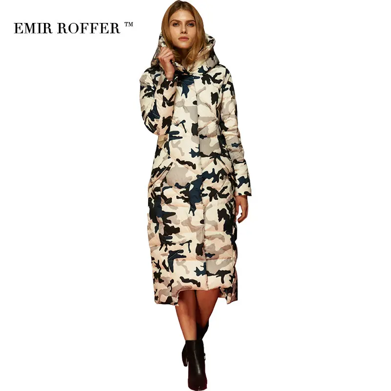 2016 зимняя женская парка в военном стиле пуховик камуфляж Украина с капюшоном