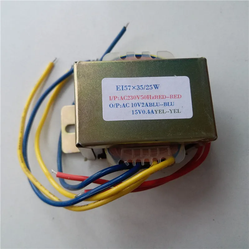 10V 2A 15V 0.4A Трансформатор 230V вход 25VA EI57 * 35 провод резак управления силовой
