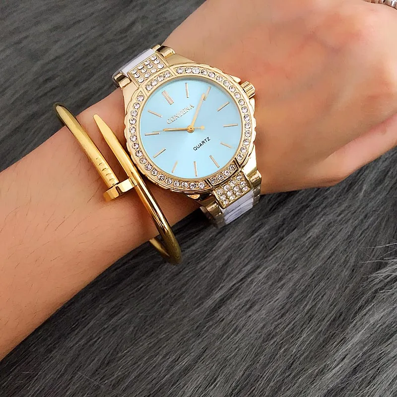 Женские кварцевые часы Contena женские повседневные из сплава с кристаллами