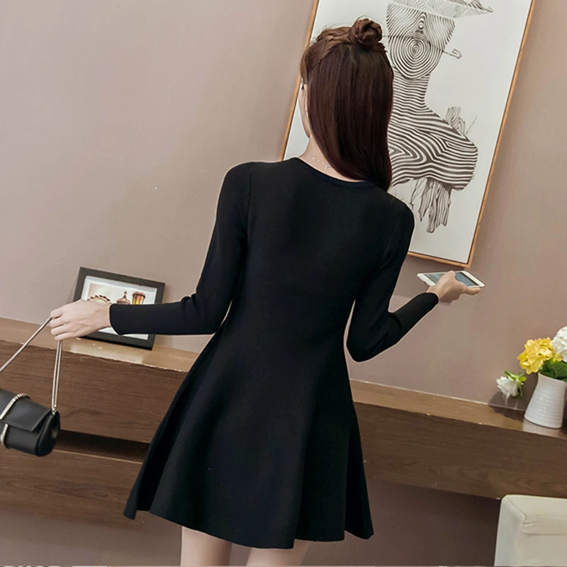 Лидер продаж Стильное женское эластичное трикотажное платье Осень-зима новинка