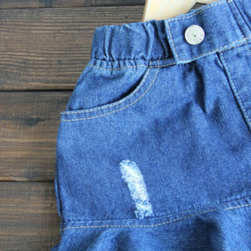 Юбки для девочек новинка 2019 года летняя повседневная Очаровательная джинсовая