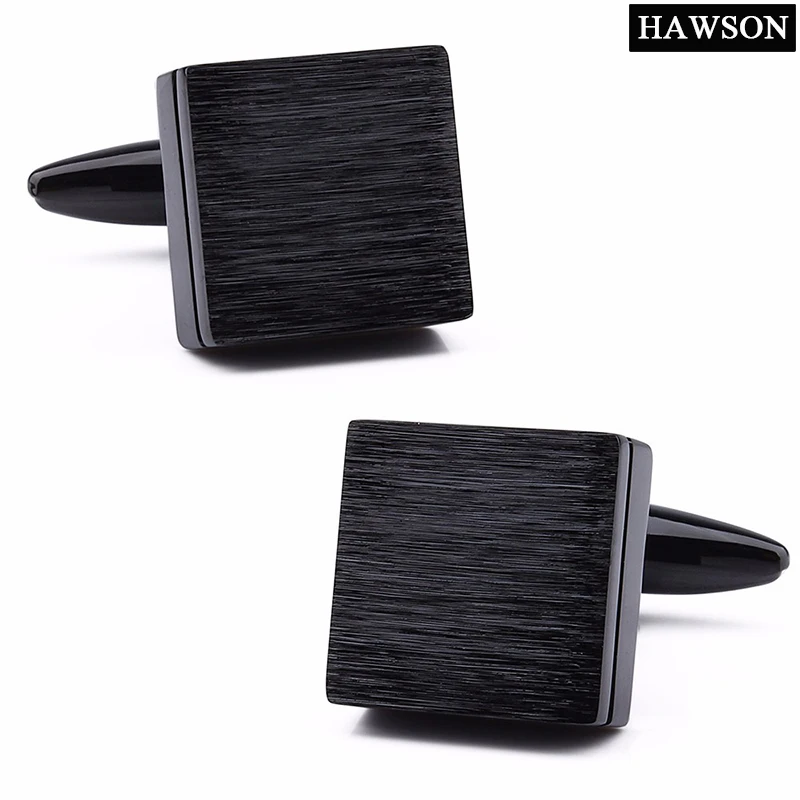 HAWSON Fashion IP Black Cufflinks Gun Metal Men French Cufflinks Shirt Business Meeting Jewelry Cufflinks for Mens