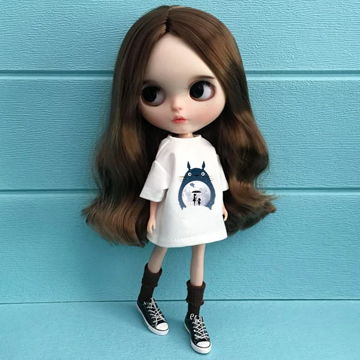 Одежда для кукол Blyth 1 шт. белая футболка милая картонная pullip Momoko obistu licca 1/6 Барби |