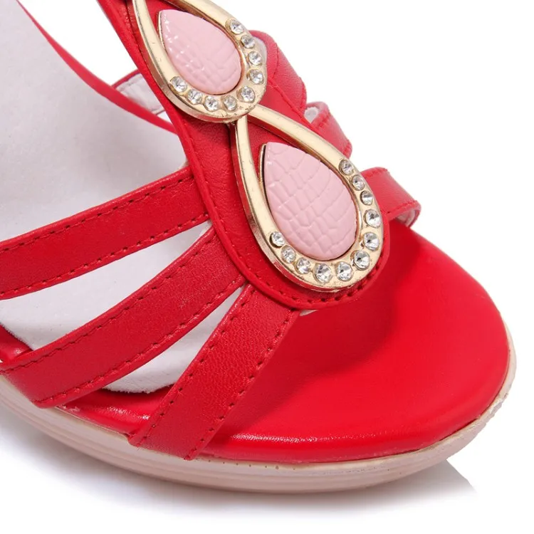 (Black red white) Free shipping 2017 Fashion Star Style Summer Women's Crystal sandals Wedges High Heel Sweet shoes for women | Обувь