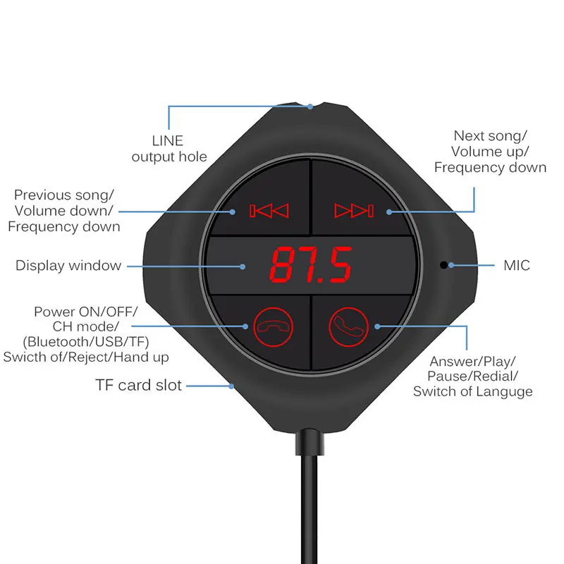 6 в 1 автомобильный беспроводной fm-передатчик двойной USB Bluetooth комплект MP3 плеер