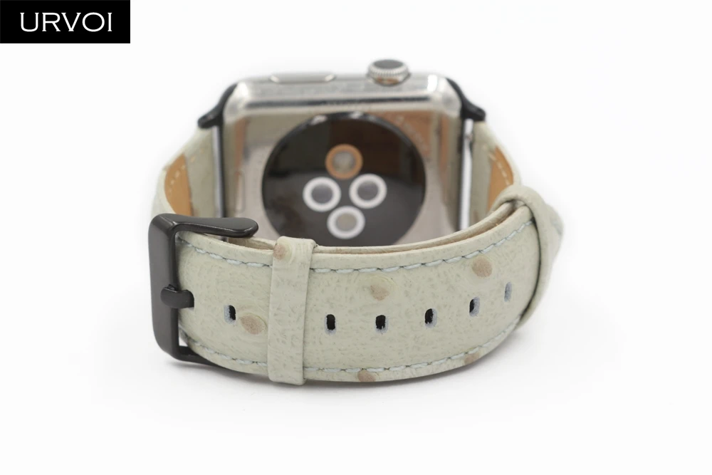 URVOI ремешок для apple watch series 5 4 3 21 прочной натуральной culf кожаный ремешок для браслет для iwatch ostrich pattern удобные