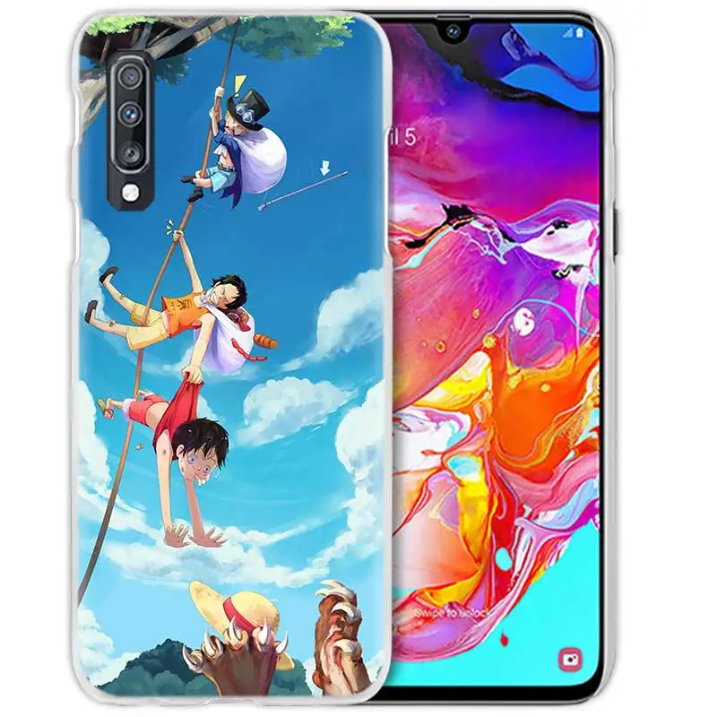 Чехол аниме для samsung Galaxy A50 A70 A20e A40 A30 A20 A10 A8 A6 Plus A9 A7 жесткий прозрачный чехол для телефона из поликарбоната Luff one piece