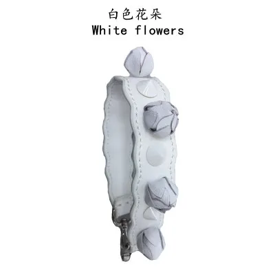 White Flower 40 см короткая сменная сумка через плечо с цветком на ремне, цветная натуральная кожа, кошелек, ручки для сумок, Аксессуары для ремней на сумку 042 - Цвет: White Flower