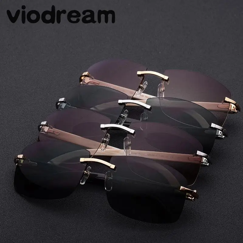 Мужские солнцезащитные очки без оправы Viodream роскошные черно белые Polaroid в стиле