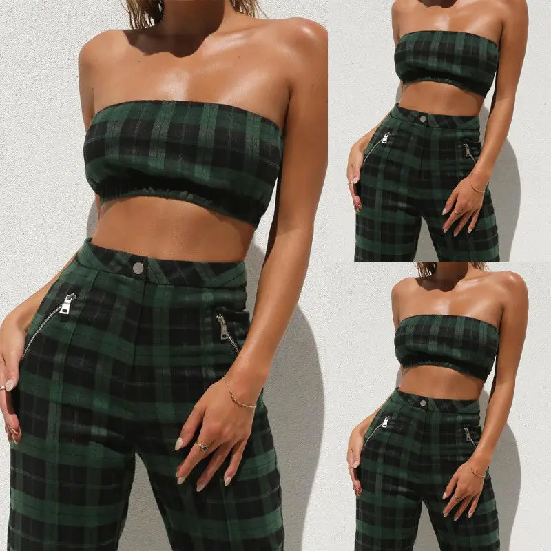 Модные сексуальные повседневные женские новые комплекты из 2 предметов без рукавов Зеленые Короткие