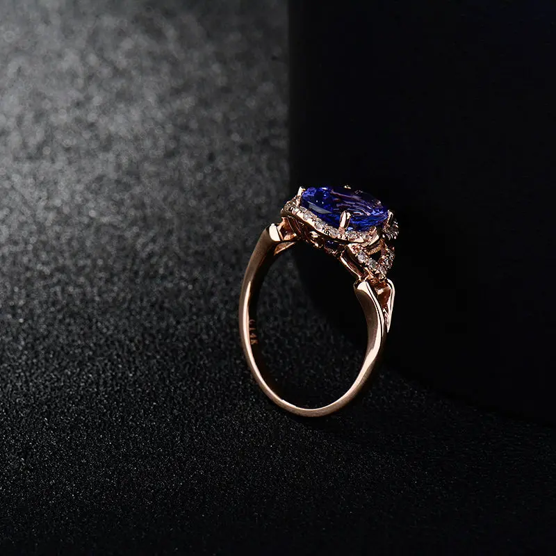 AAA натуральная драгоценный камень с природными алмазами танзанит Обручение
