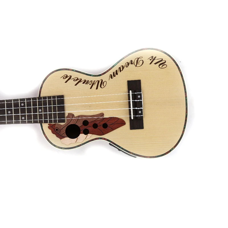 Электрическая укулеле музыкальная 23 дюймов Ель Sapele виноградное отверстие 4