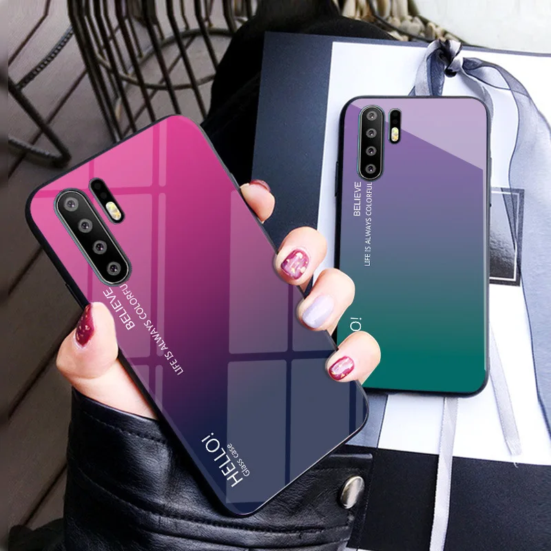 Градиент закаленное Стекло чехол для телефона huawei Honor 8X Коврики 20 Pro 10 P20 Lite P Смарт