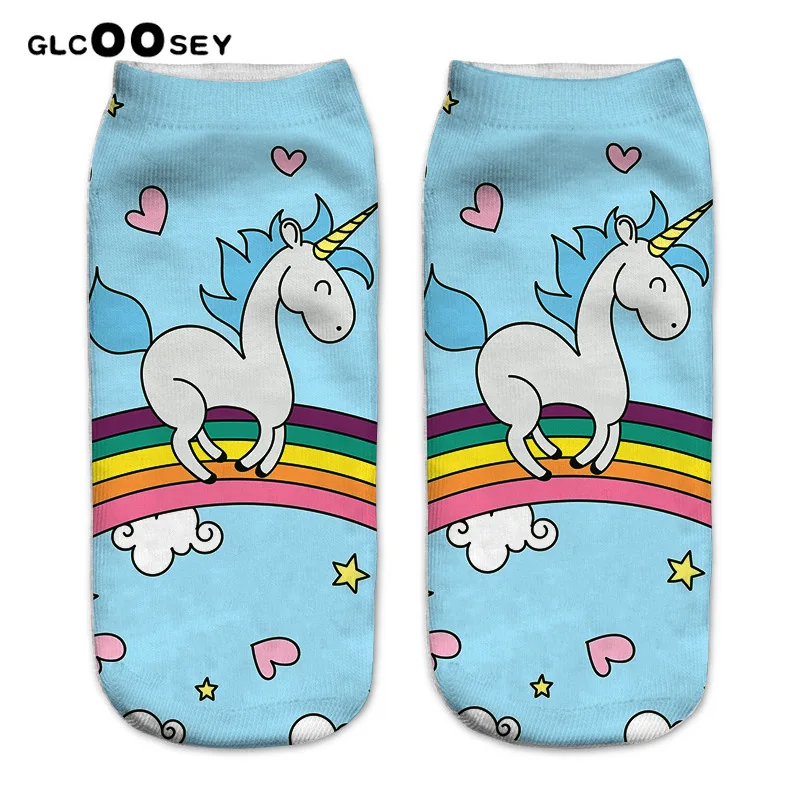 Носки женские летние с 3D принтом единорога милые смешные пони в стиле Харадзюку