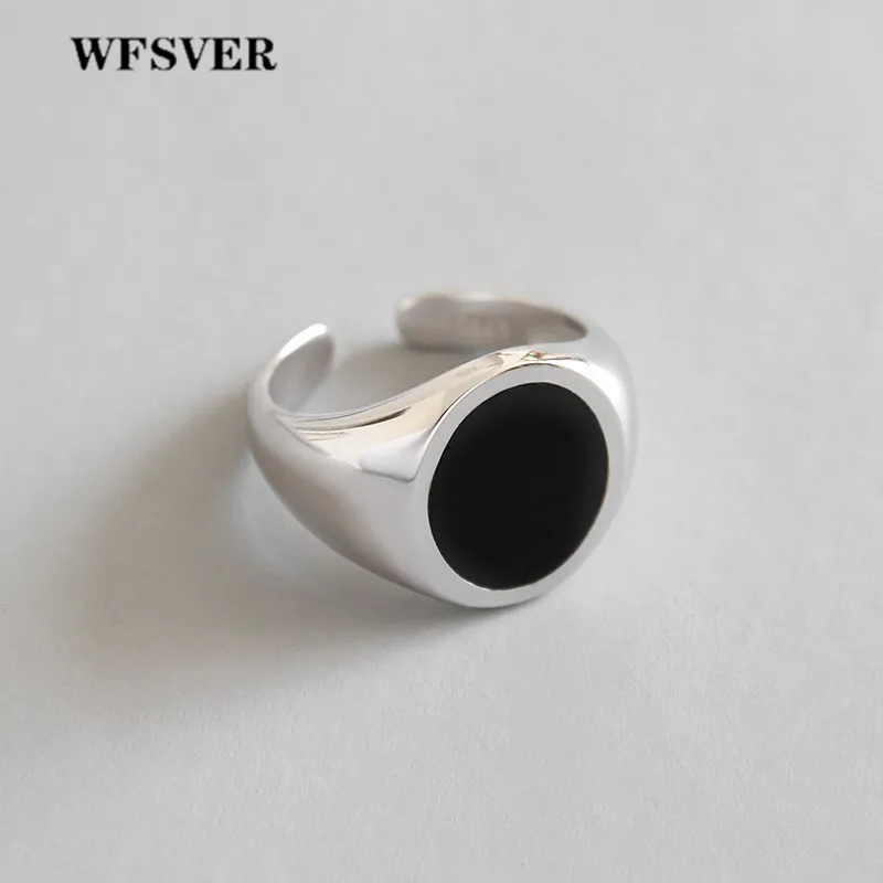 WFSVER кольцо из стерлингового серебра 925 пробы черное эпоксидное для женщин
