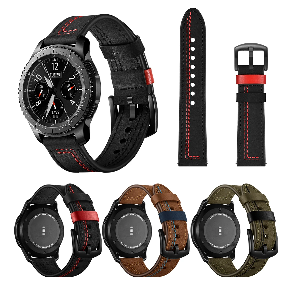 Ремешок кожаный 46 мм для samsung gear S3 classic/frontier watch сменный Браслет наручных часов