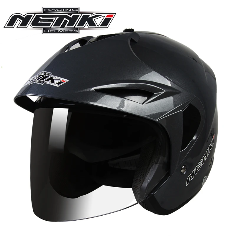 NENKI мотоцикл с открытым лицом двойной козырек объектив шлем Casco мото Винтажный