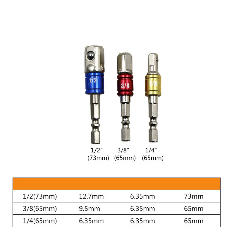 Multicolor 3pcs 3 шт./компл. цвет 1/" 3/8" 1/" сталь гнездо адаптера Hex набор с хвостовиком расширение сверла бар Hex Бит Набор электроинструментов DT7 - Цвет: Multicolor 3pcs