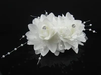 bridal wedding prom flower crystal white faux pearl hair comb hair accessory h87