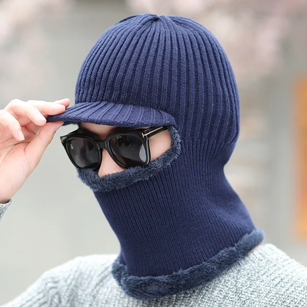 navy YOUBOME вязаная шапка Skullies вязаные шапочки зимние, шапки для Для женщин Для мужчин зимний шарф Для женщин теплая маска Шерсть Толстые Балаклава шапочка Шапки - Цвет: navy
