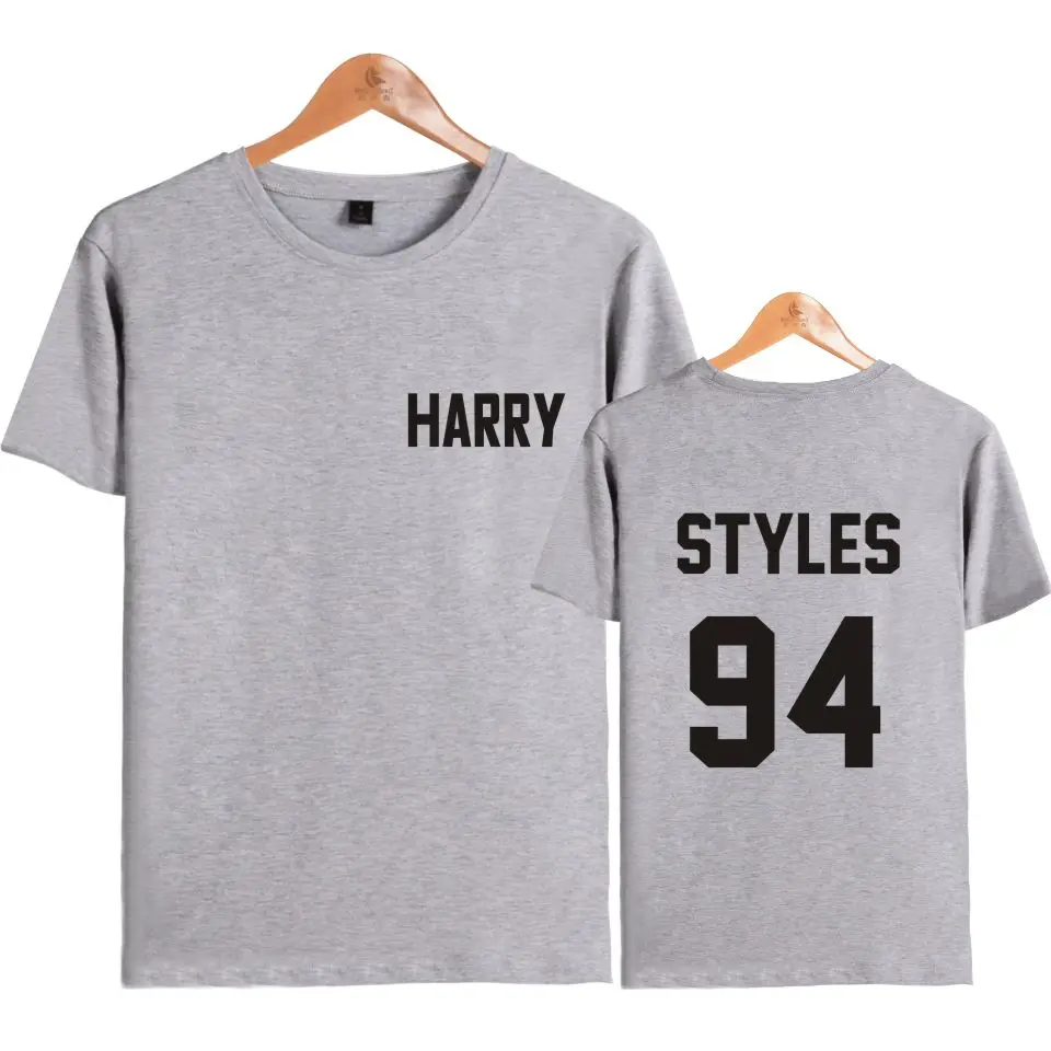 Gray VAGROVSY Лето One Direction Гарри стили с буквенным принтом Футболка для женщин/для мужчин хлопок короткий рукав повседневное о образным вырезо - Цвет: Gray