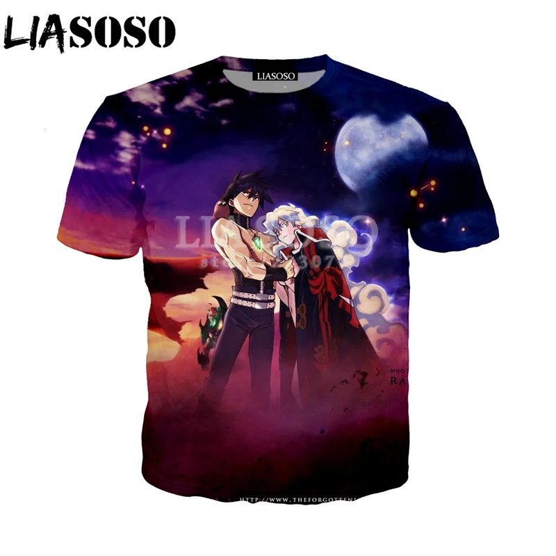 LIASOSO Summer Fashion Men Women Short Sleeve Sweatshirt 3D Print Anime Tengen Toppa Gurren Lagann T-Shirt Cute Pullover A033-01 | Мужская