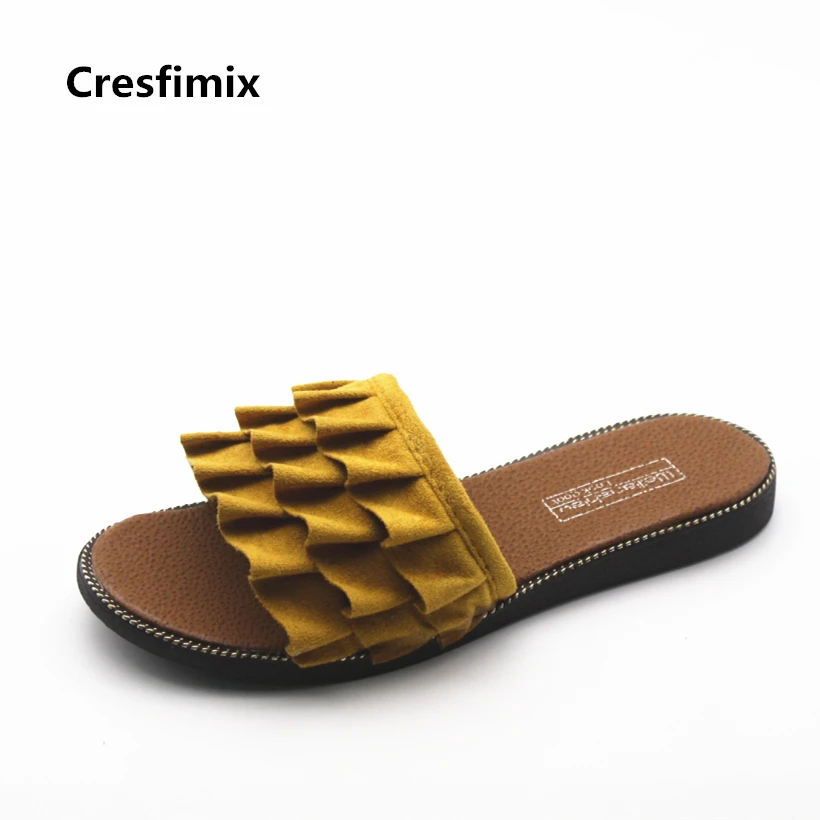 

Тапки Cresfimix женские на плоской подошве, без застежки, Симпатичные удобные пляжные тапочки, Повседневные тапочки, весна-лето