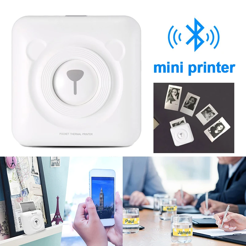 white Термопринтеры 5 V 1A мобильный принтер термобумага Bluetooth принтер 900 mAh Bluetooth 4,0 - Цвет: white