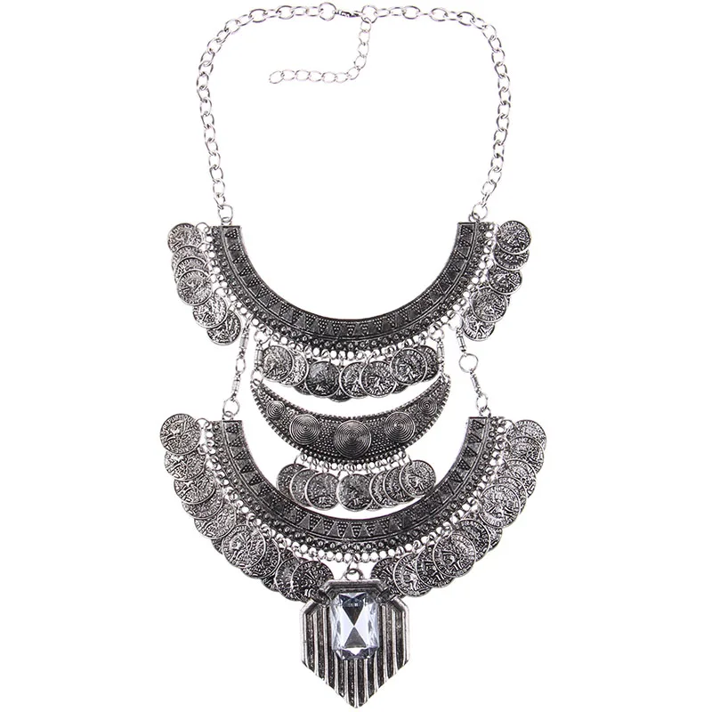 Bohemian Fashion Crystal Long Coin Necklace For Women High Quality Punk Statement Choker Necklaces &amp Pendants | Украшения и