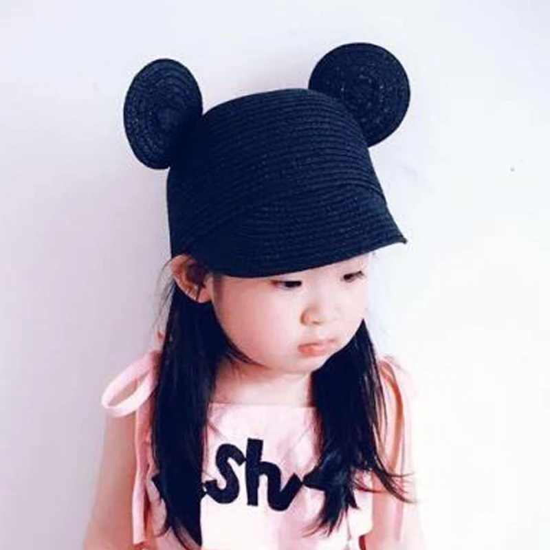 Детская соломенная шляпа с большими ушами и изображением Микки летняя пляжная