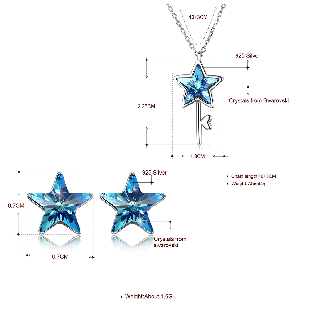 BAFFIN кристаллы от Swarovski звезды набор украшений для женщин Свадьба S925 Серебряный