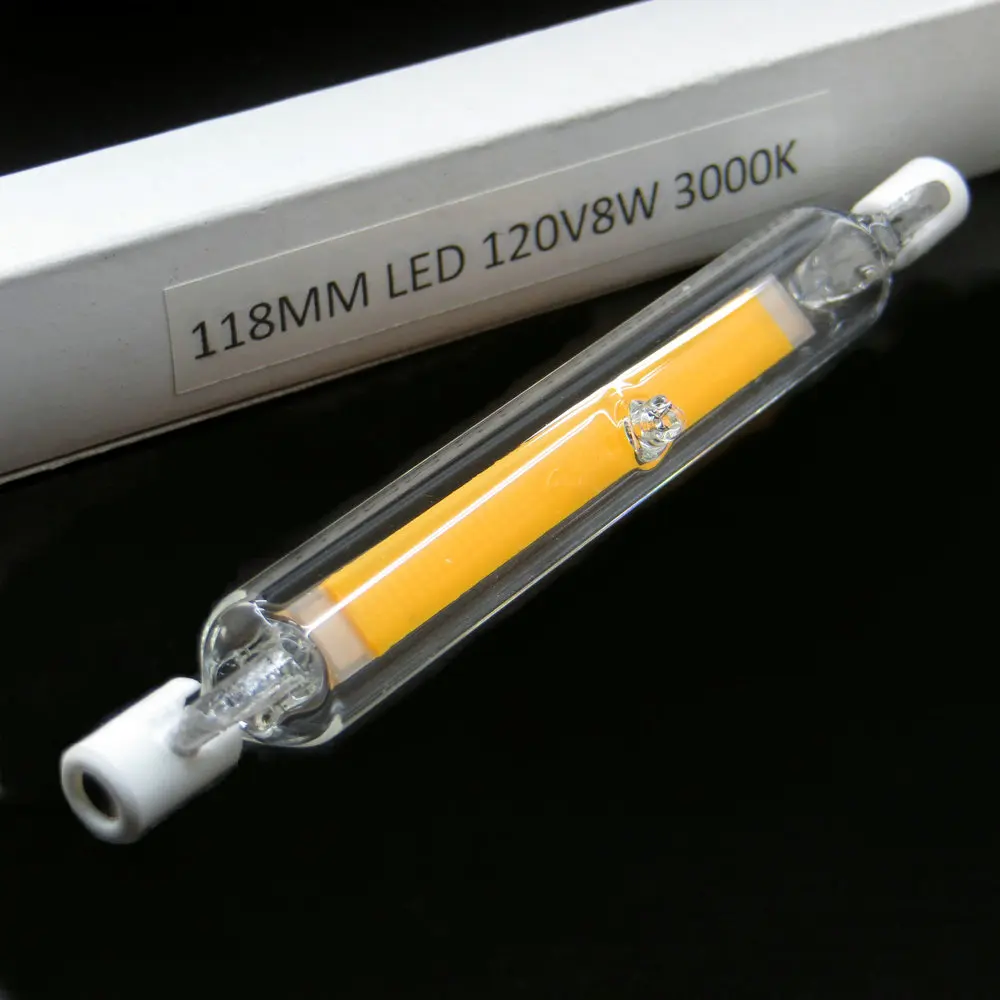 8 Вт J118 R7s 118 мм Стеклянная трубка COB светодиодный ные лампы сменная галогеновой |