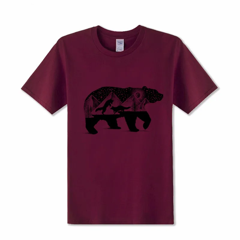 2017 самая дешевая модная футболка с медведем Мужская коротким рукавом мужские