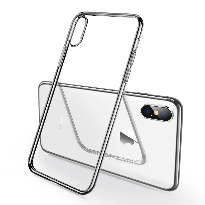 silver Роскошные ультра тонкий ТПУ чехол для iPhone XR X XS Max 6 7 8 плюс Чехол для телефона крышка прозрачная задняя покрытия защитной оболочки /мешок - Цвет: silver