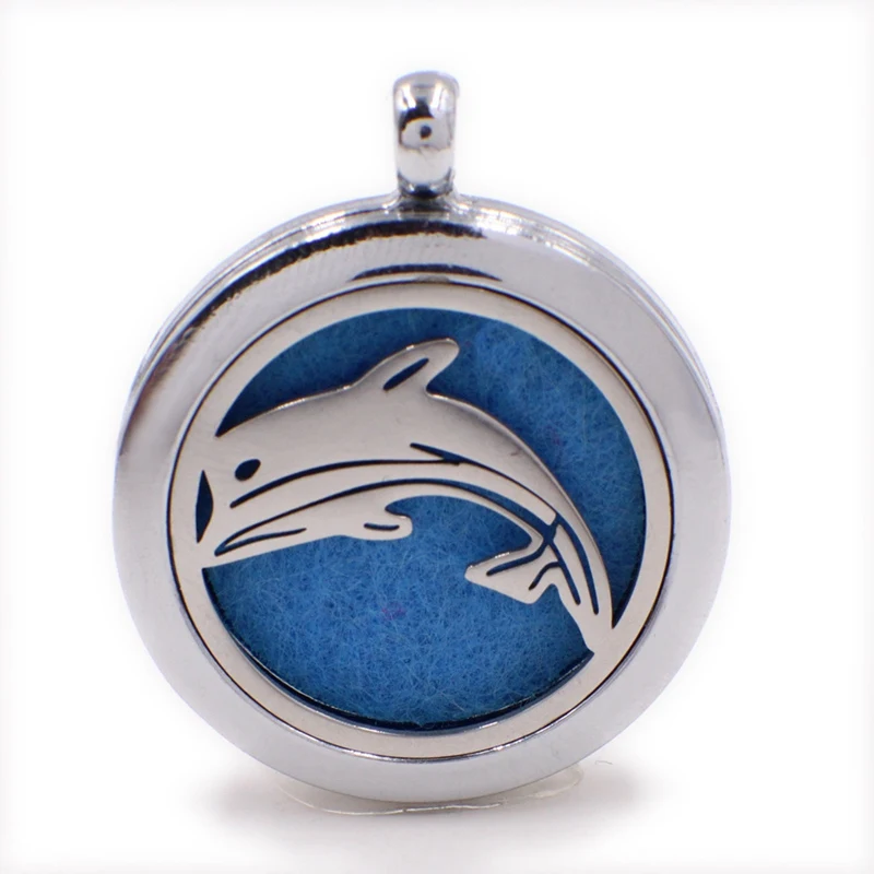 

Silver Hollow Dolphins Perfume Aromatherapy Essential Oil Diffuser 30mm Locket Pendant DIY Accessories For Necklace Keychains