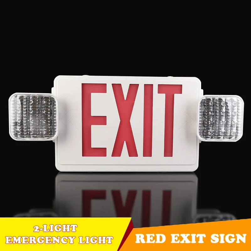 New Emergency Lamp 2-Light Red Exit Sign Direction Arrow Fire Emergency Spare Light 110v/220v For Home Office Apartment Mall