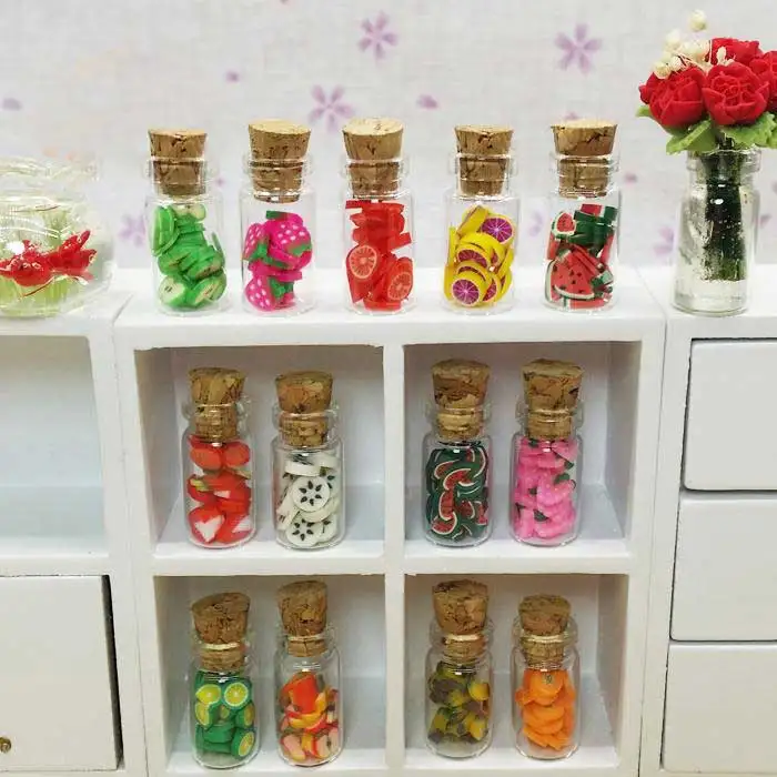 1:12 Diy Мини фруктовая бутылка кукольный домик миниатюрные куклы аксессуары 0,9" еда украшения для кухни 10 шт
