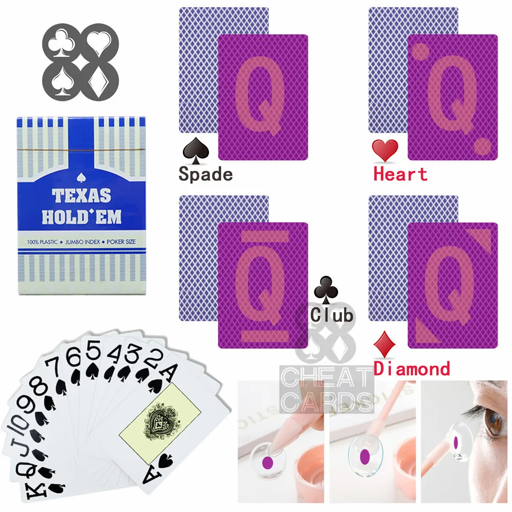 Perpsective покерные игровые карты Texas Hold'em Poker пластиковые шпаргалки меченые карты волшебные очки УФ контактные линзы Гамбл обман