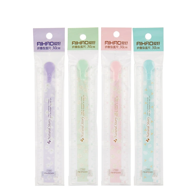 

1 PCS Aihao 30cm Natural Story Folding Plastic Ruler Drawing Templates Stationery School Supplies Gift For Kids